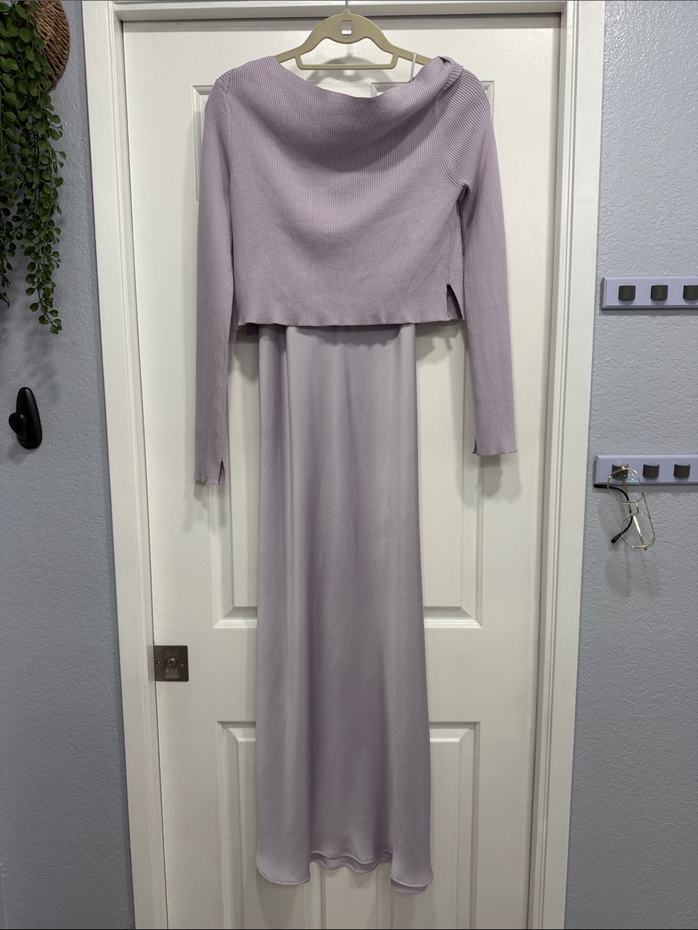 AllSaints Lilac Long-Sleeve Two-Piece Maxi Dress